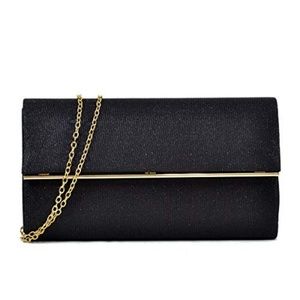 Black and Gold Glitter Handbag Clutch Purse